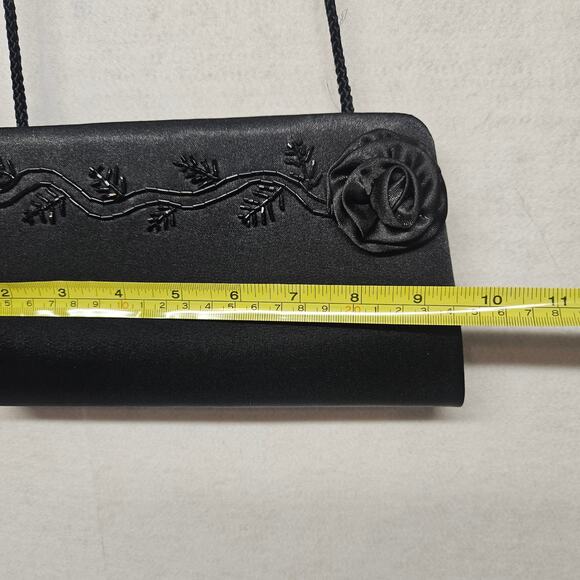 Jessica McClintock Black Satin Evening Bag - Picture 6 of 8